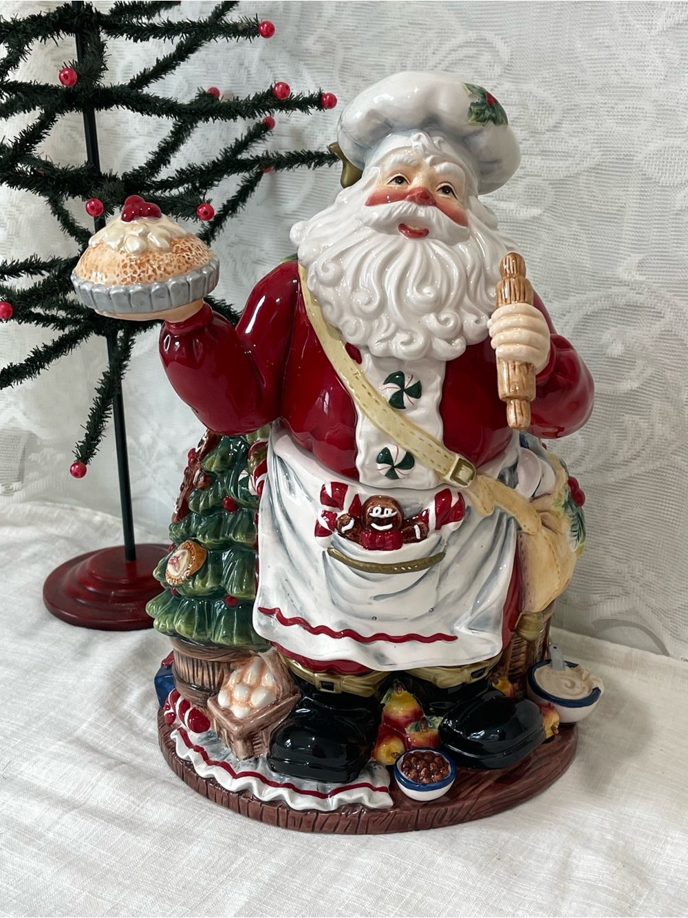 Cracker Barrel Red, White and Green Santa Chef Figurine